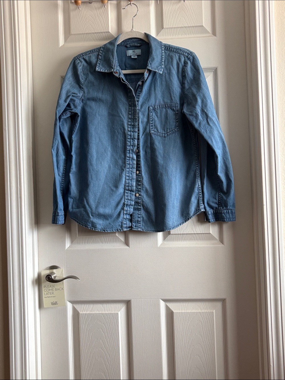 CeCe Denim Button-Down Shirt - Light Blue